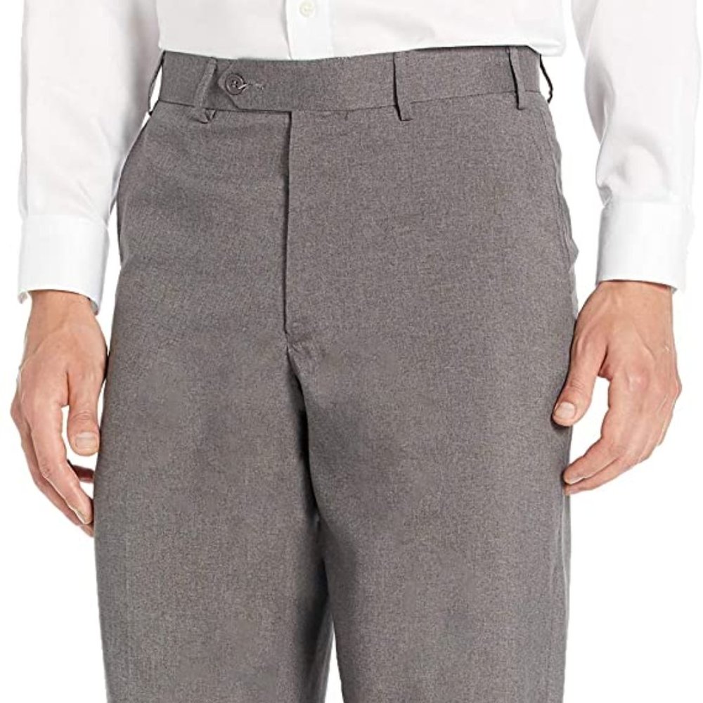 HABAND NWT Nano-Tex Mens Dress Pants Flat Front Grey 32 L31